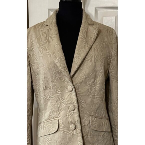 Women's Judith Hart Collection Tan Color Jacket Blazer 100% Cotton Size 10 - Picture 5 of 16